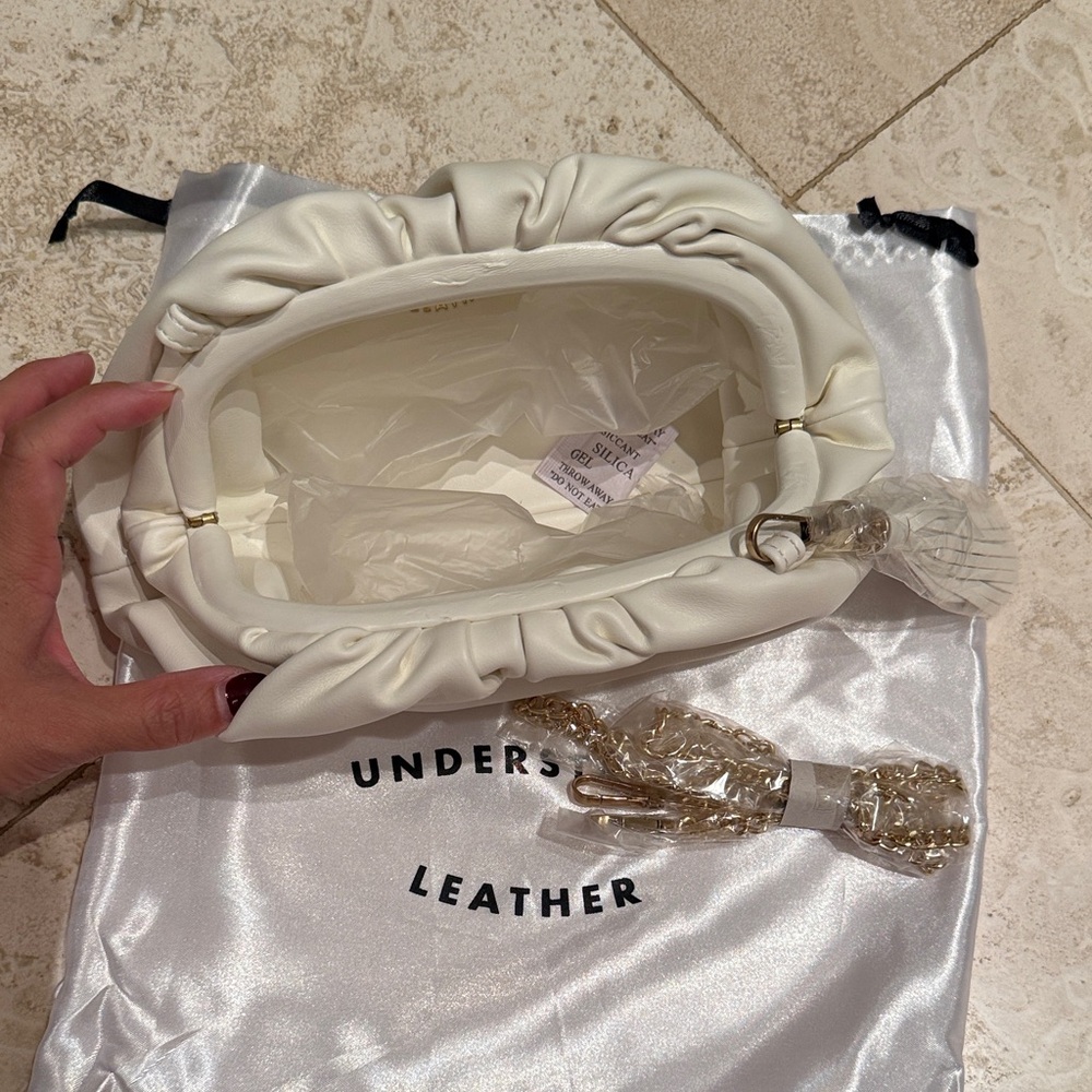 Understated Leather White Clutch Bag - Picture 2 of 3